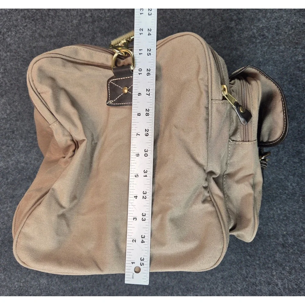 Eddie Bauer Ford Collaboration Canvas Leather Duffle Bag Tan Travel Weekend USA